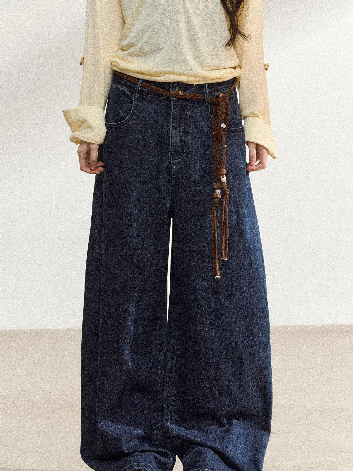 7Shiftin Deep Blue Vintage High Waist Relaxed Zip Fly Women&