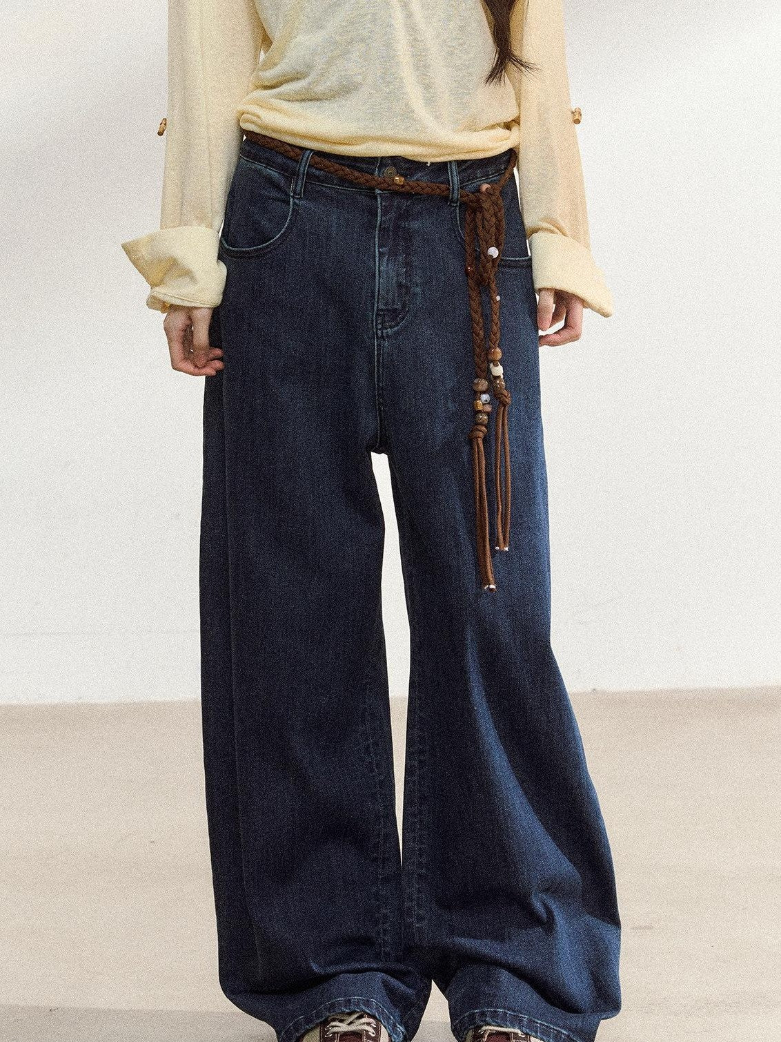 7Shiftin Deep Blue Vintage High Waist Relaxed Zip Fly Women&