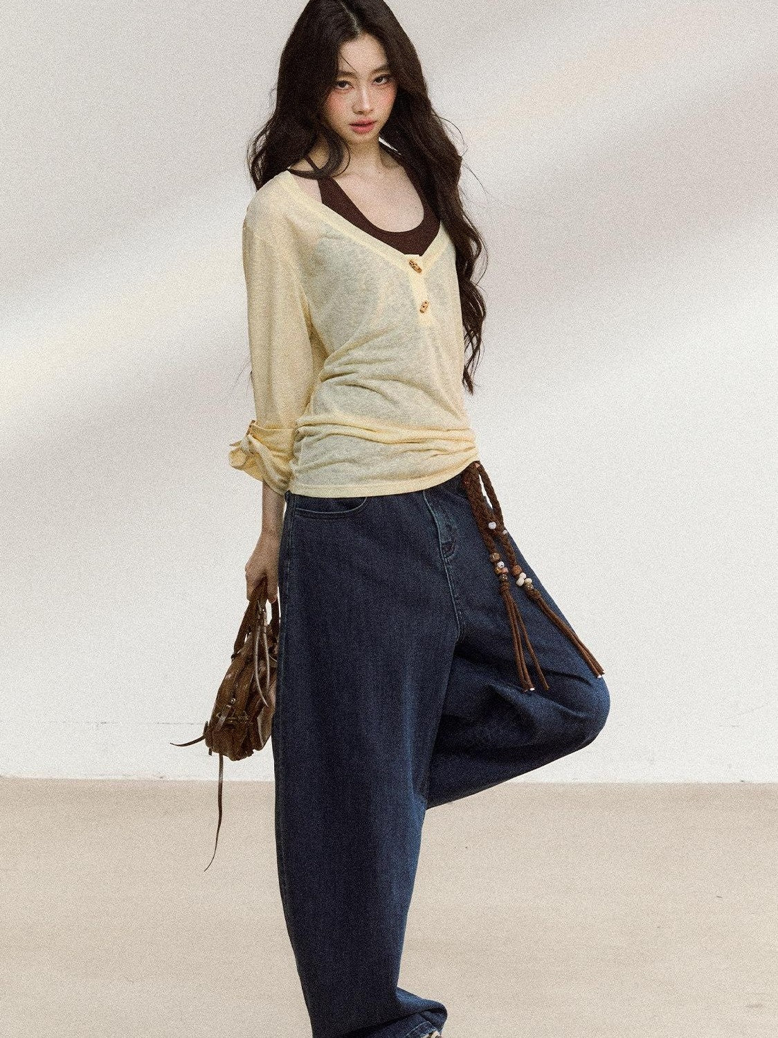 7Shiftin Deep Blue Vintage High Waist Relaxed Zip Fly Women&