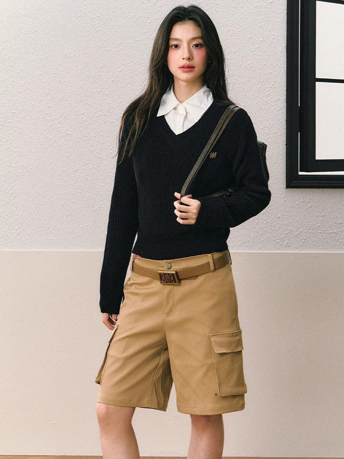 7Shiftin Deep Brown Retro Classic Minimalist Versatile Youthful Women&