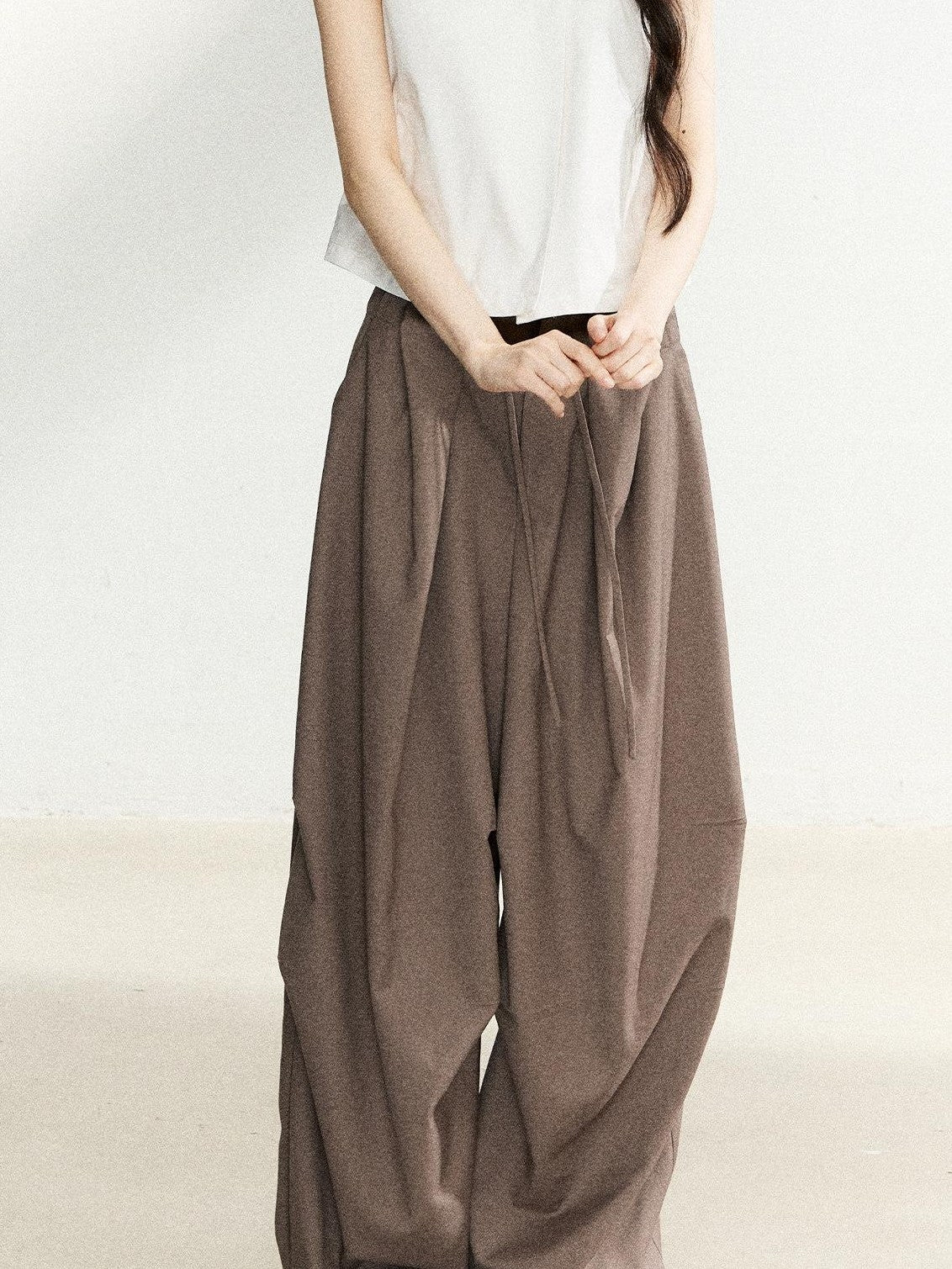 7Shiftin Deep Coffee Pleated Draped Casual Women&