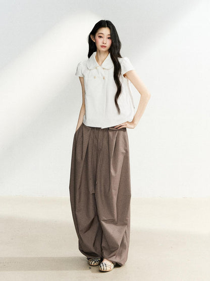7Shiftin Deep Coffee Pleated Draped Casual Women&