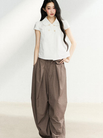 7Shiftin Deep Coffee Pleated Draped Casual Women&