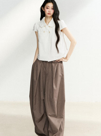 7Shiftin Deep Coffee Pleated Draped Casual Women&