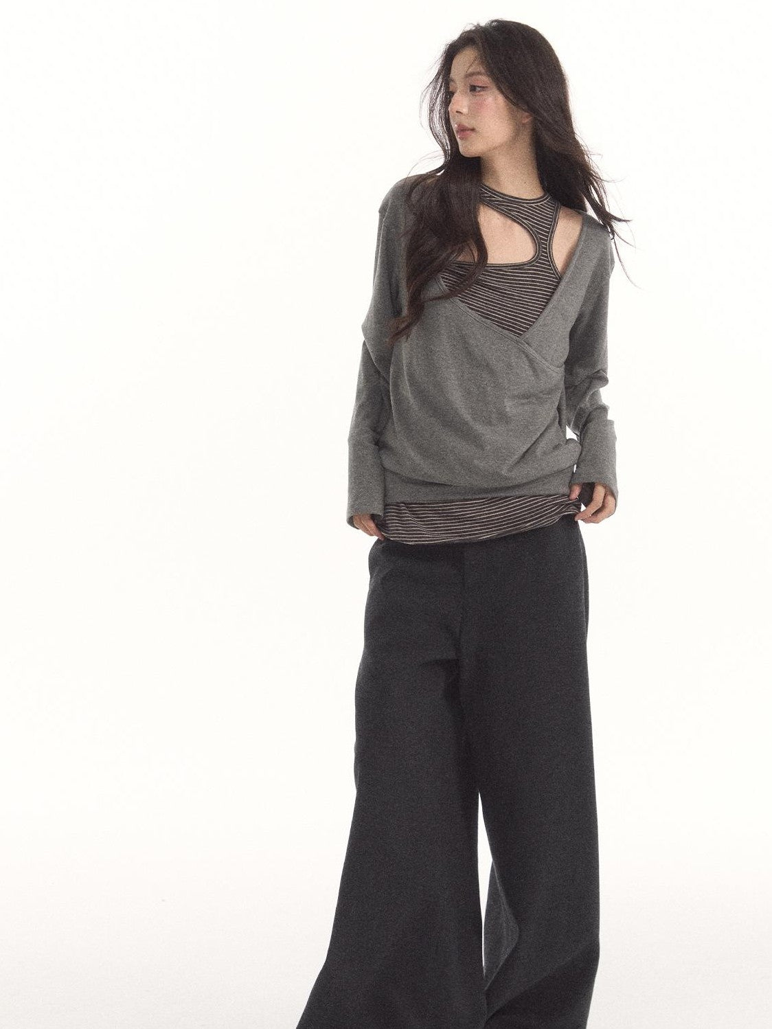 7Shiftin Detachable Knit Waistband Draped Women&