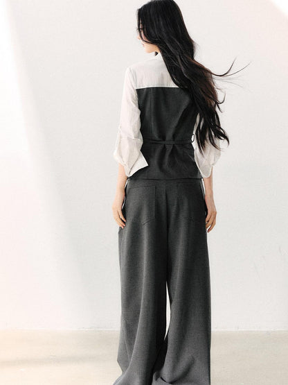 7Shiftin Draped Minimalist Wide Leg High Waisted Women&