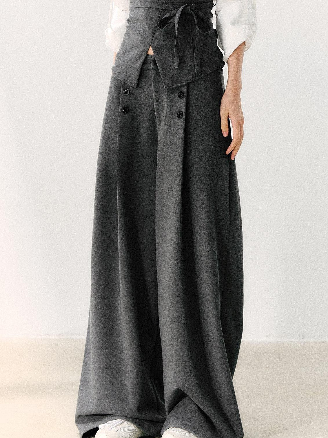 7Shiftin Draped Minimalist Wide Leg High Waisted Women&
