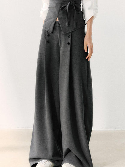 7Shiftin Draped Minimalist Wide Leg High Waisted Women&