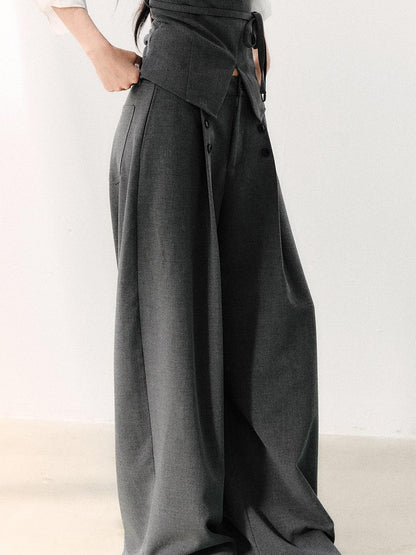 7Shiftin Draped Minimalist Wide Leg High Waisted Women&