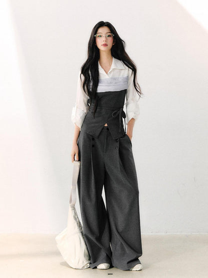 7Shiftin Draped Minimalist Wide Leg High Waisted Women&