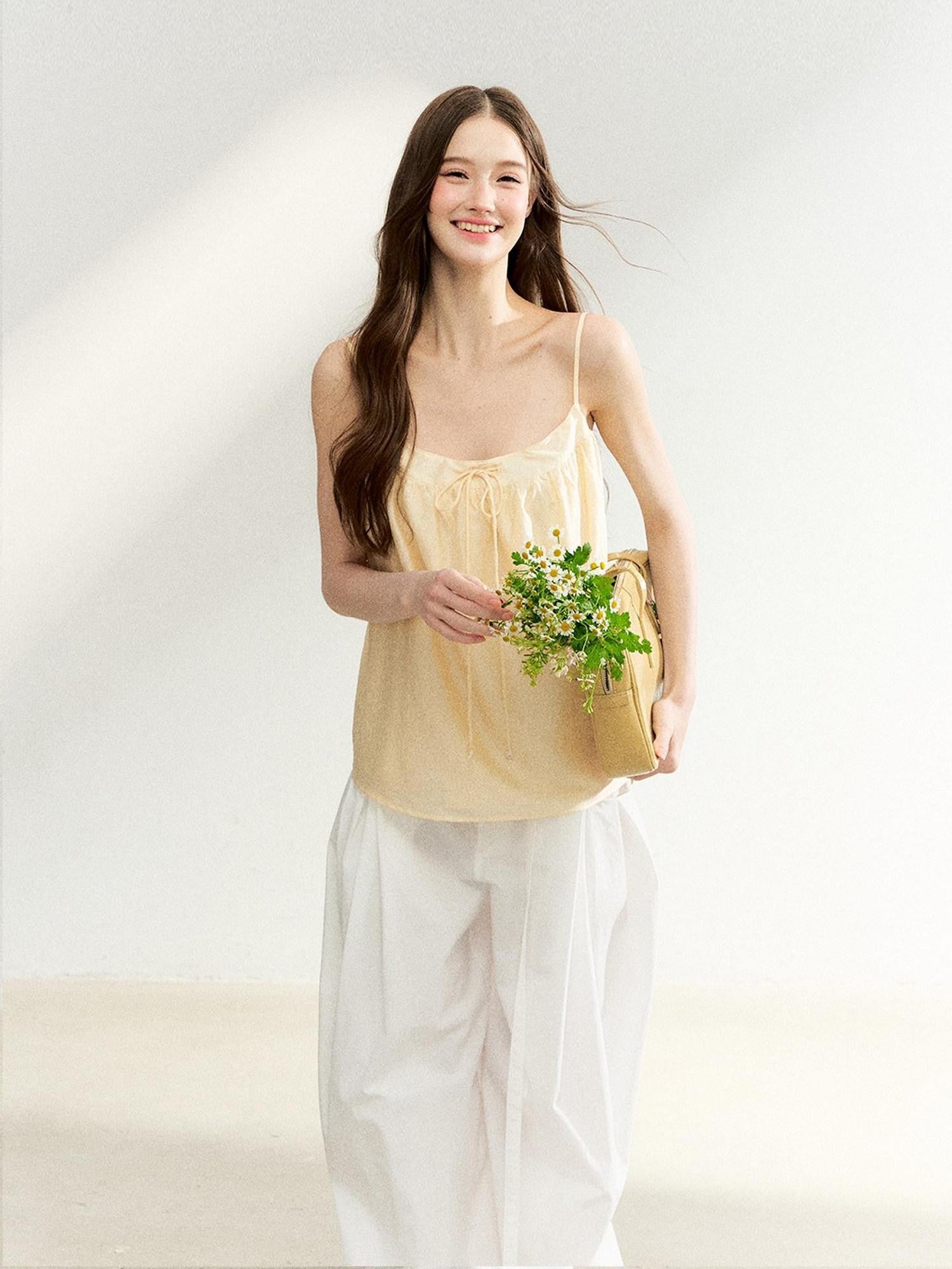 7Shiftin Egg Yellow Drawstring Adjustable Straps Loose Women&