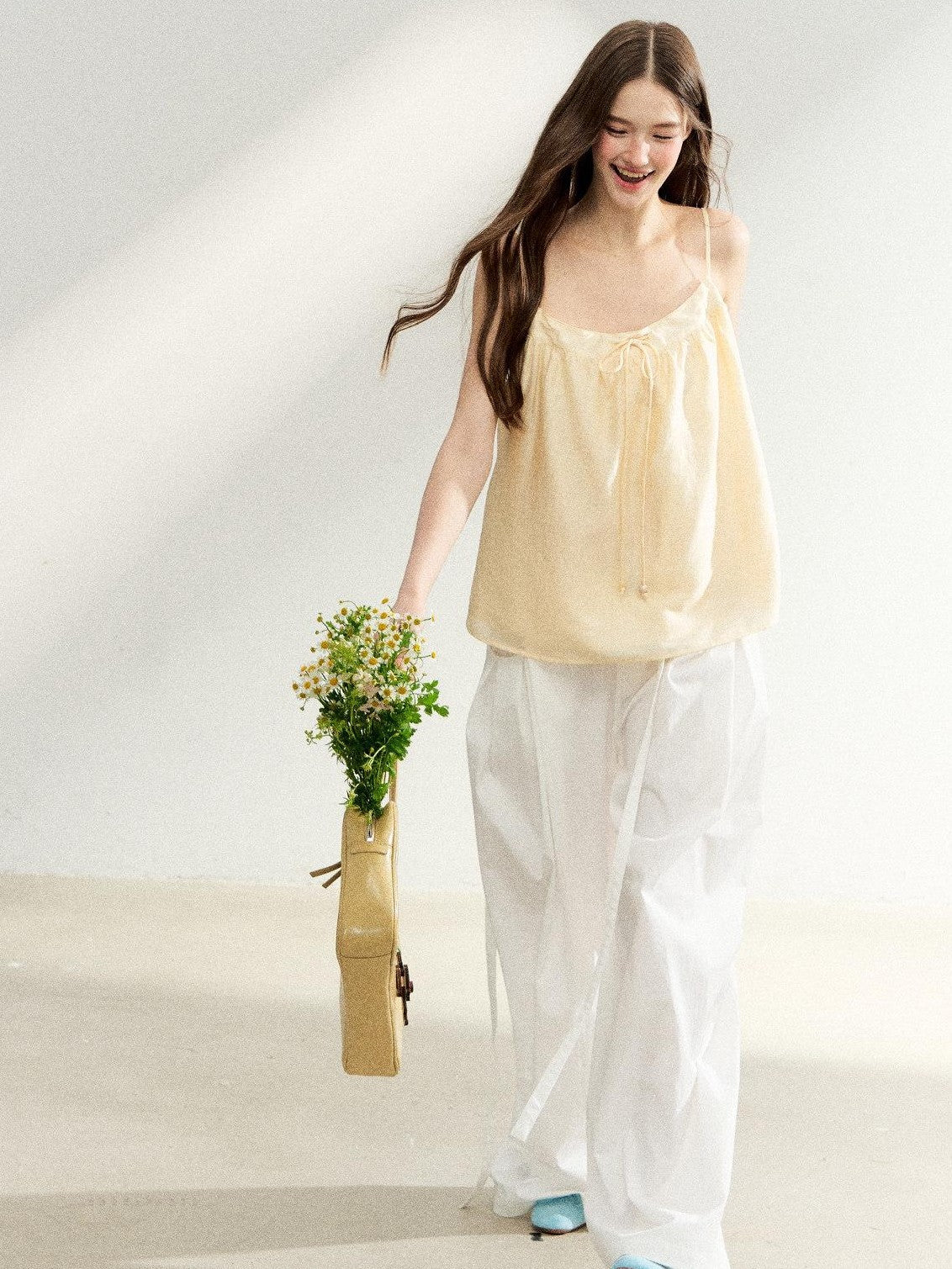 7Shiftin Egg Yellow Drawstring Adjustable Straps Loose Women&