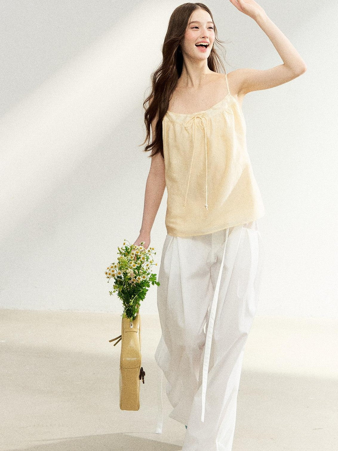 7Shiftin Egg Yellow Drawstring Adjustable Straps Loose Women&