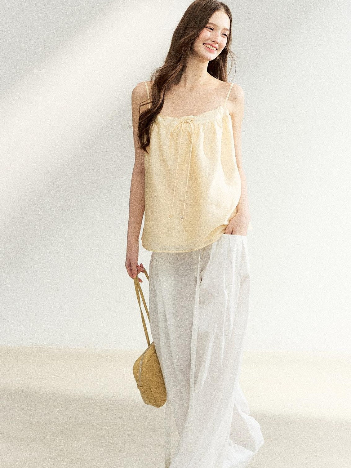 7Shiftin Egg Yellow Drawstring Adjustable Straps Loose Women&