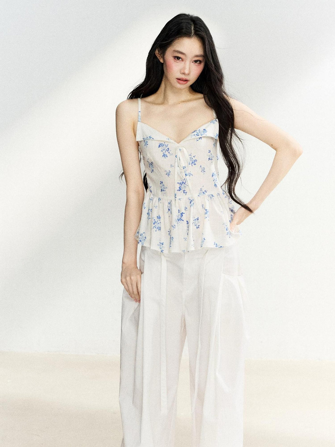 7Shiftin Floral Ruffle Drawstring Cinched Waist Women&