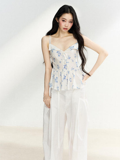 7Shiftin Floral Ruffle Drawstring Cinched Waist Women&
