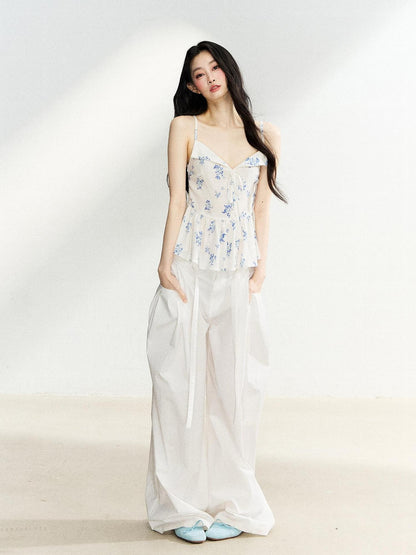 7Shiftin Floral Ruffle Drawstring Cinched Waist Women&