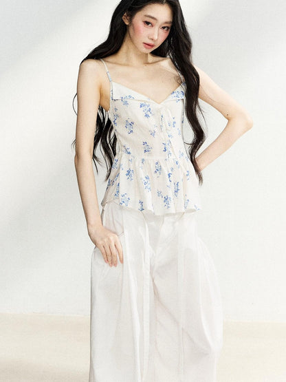 7Shiftin Floral Ruffle Drawstring Cinched Waist Women&