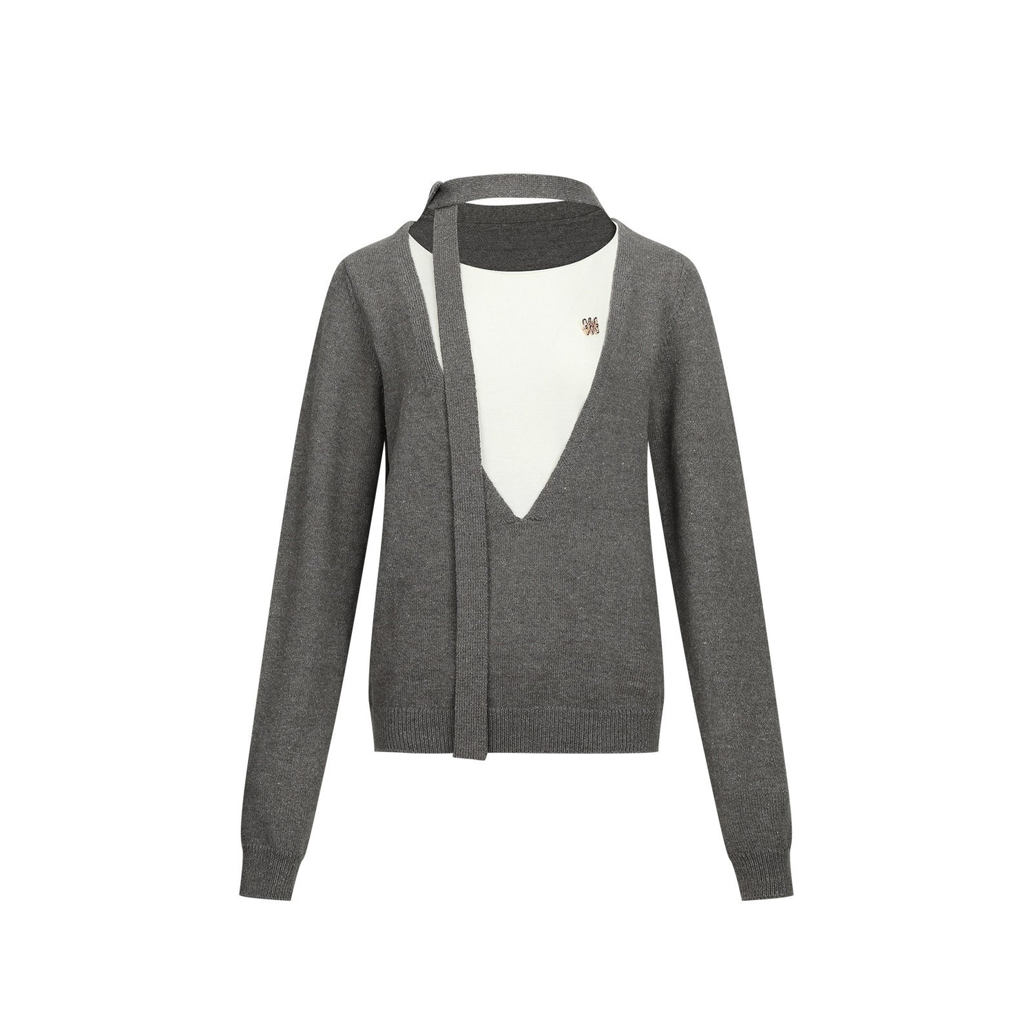 7Shiftin_Gray_Faux_Two_Piece_Slim_Fit_Round_Neck_Long_Sleeve_Women&