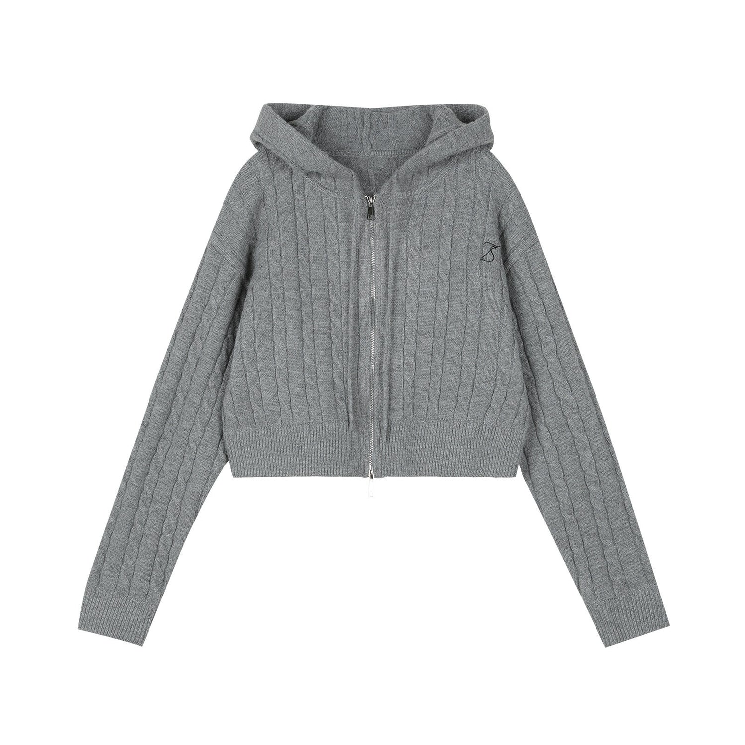 7Shiftin_Gray_Hooded_Double_Zipper_Cardigan_Women&