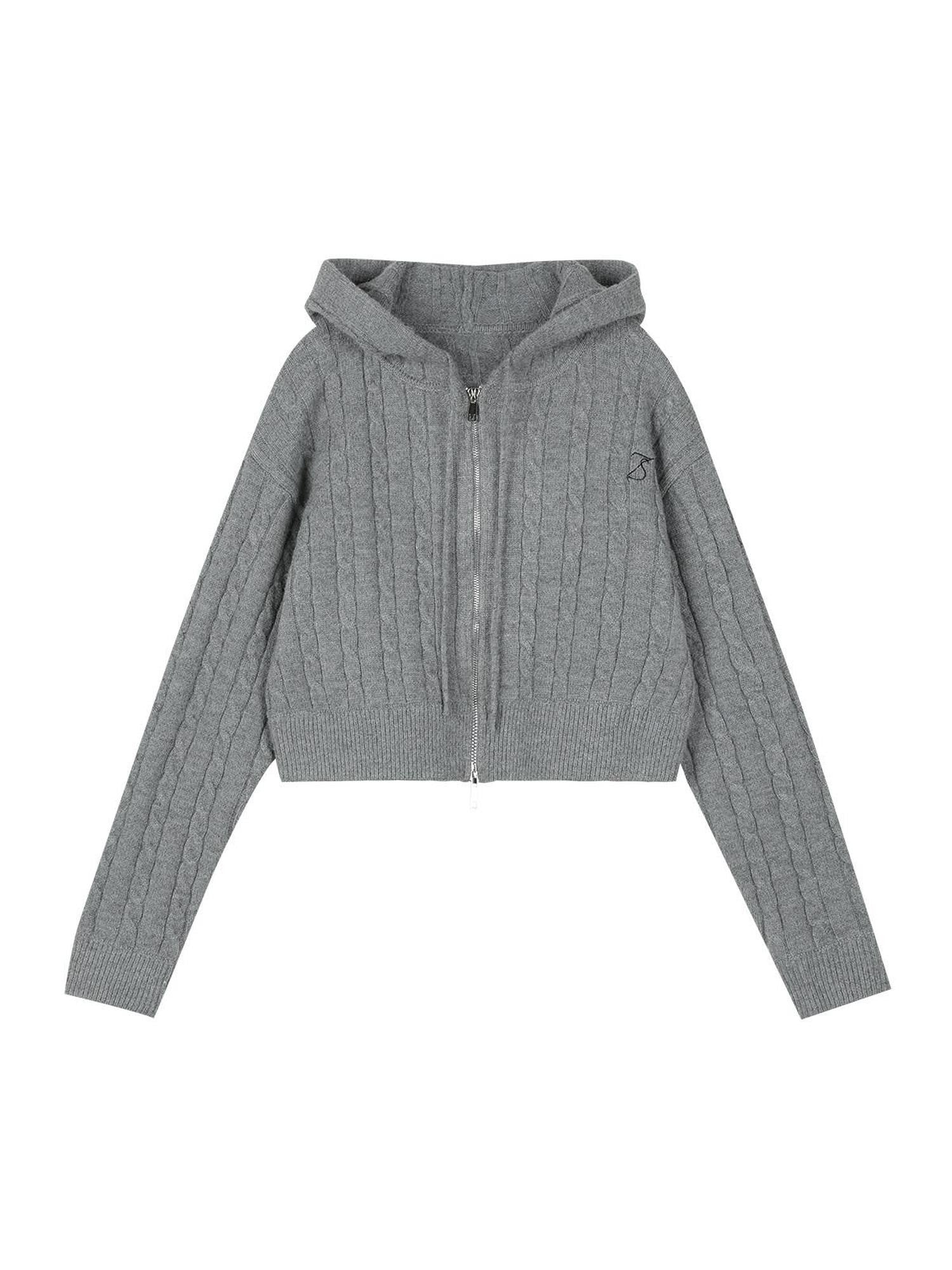7Shiftin Gray Hooded Double Zipper Cardigan Women&