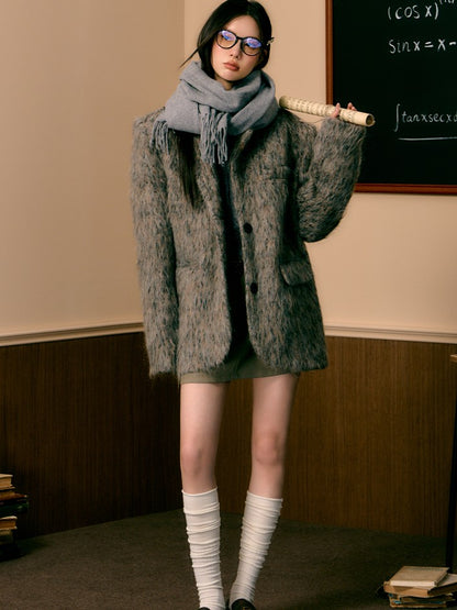 7Shiftin Heathered Tweed Slim Fit Pocket Button Lapel Women&