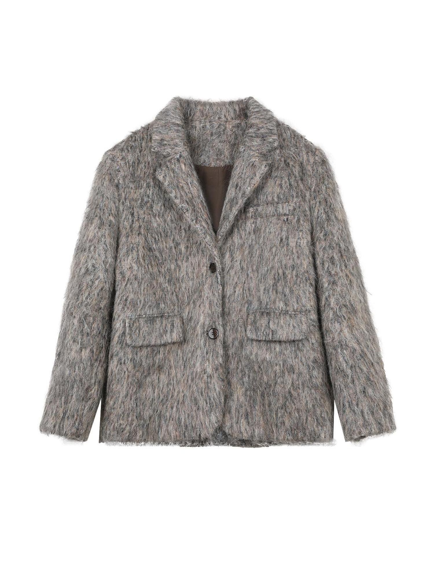 7Shiftin Heathered Tweed Slim Fit Pocket Button Lapel Women&
