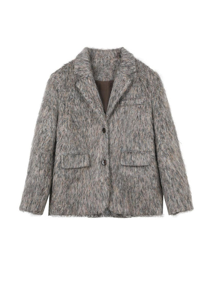 7Shiftin Heathered Tweed Slim Fit Pocket Button Lapel Women&