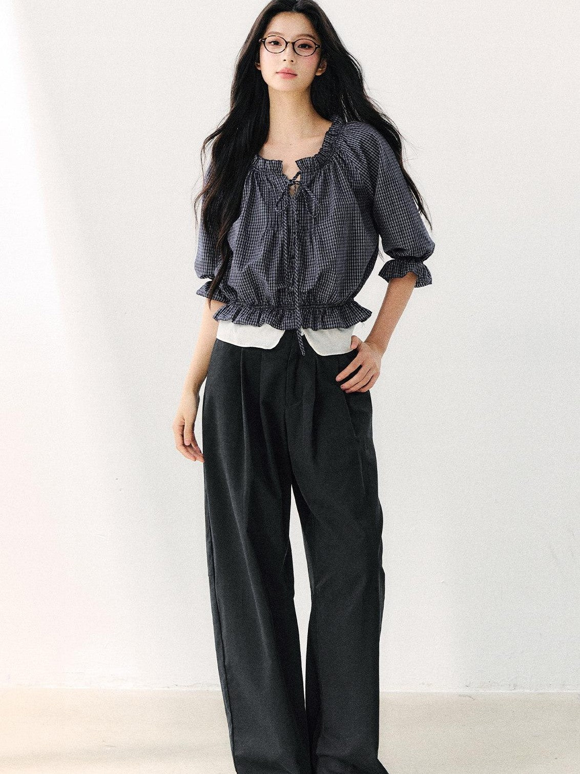 7Shiftin High Waist Zipper Straight Leg Casual Women&
