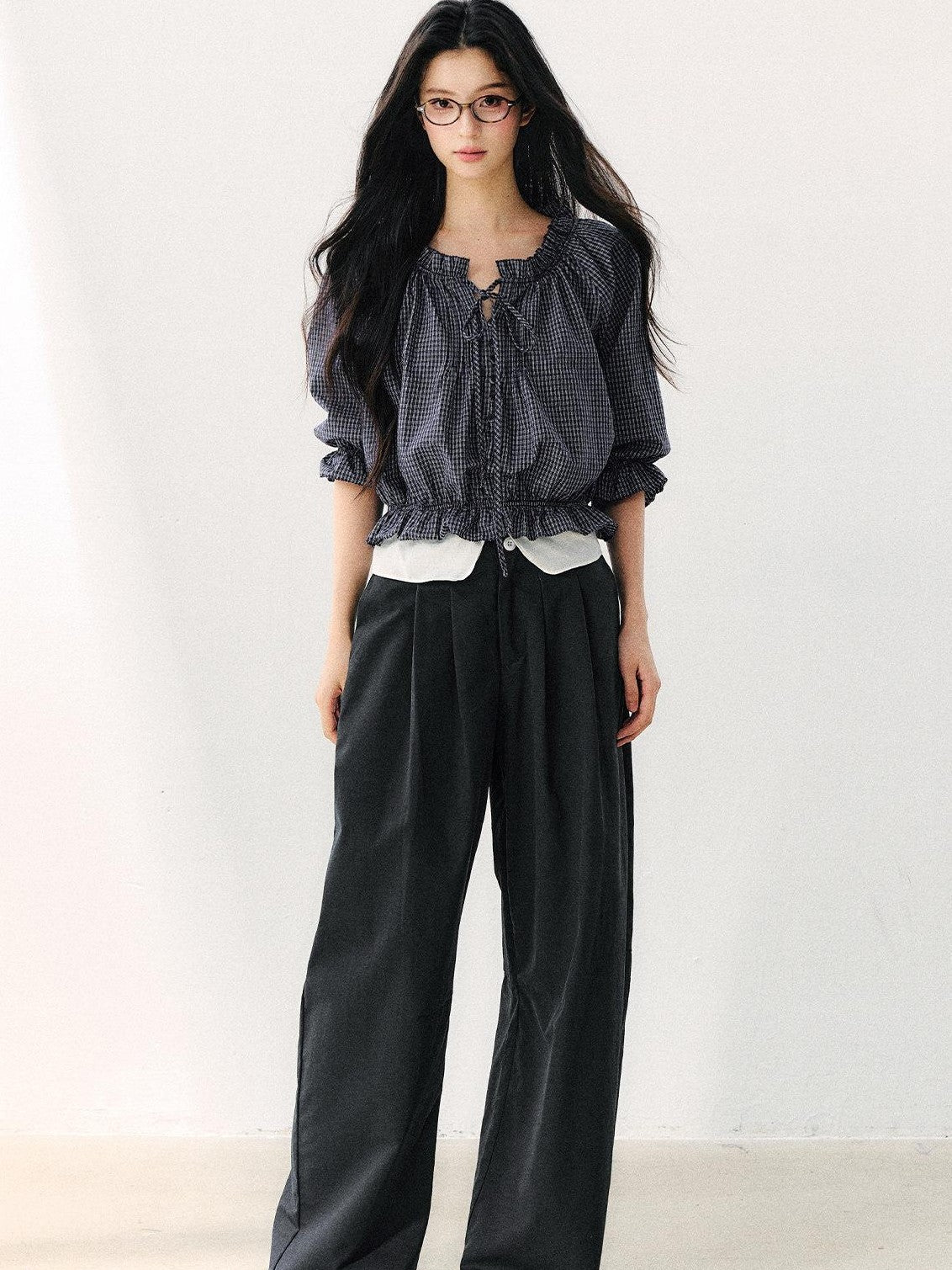 7Shiftin High Waist Zipper Straight Leg Casual Women&