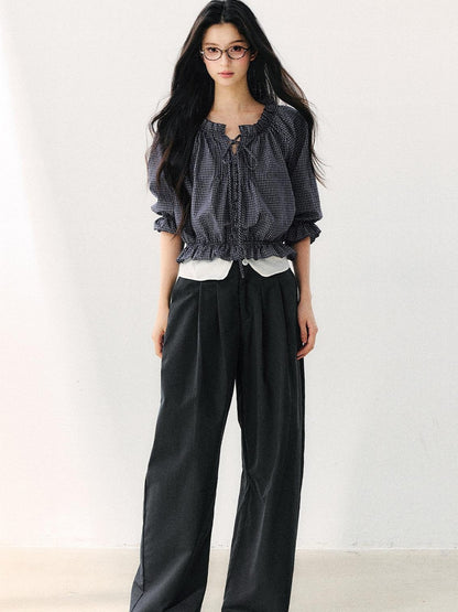 7Shiftin High Waist Zipper Straight Leg Casual Women&