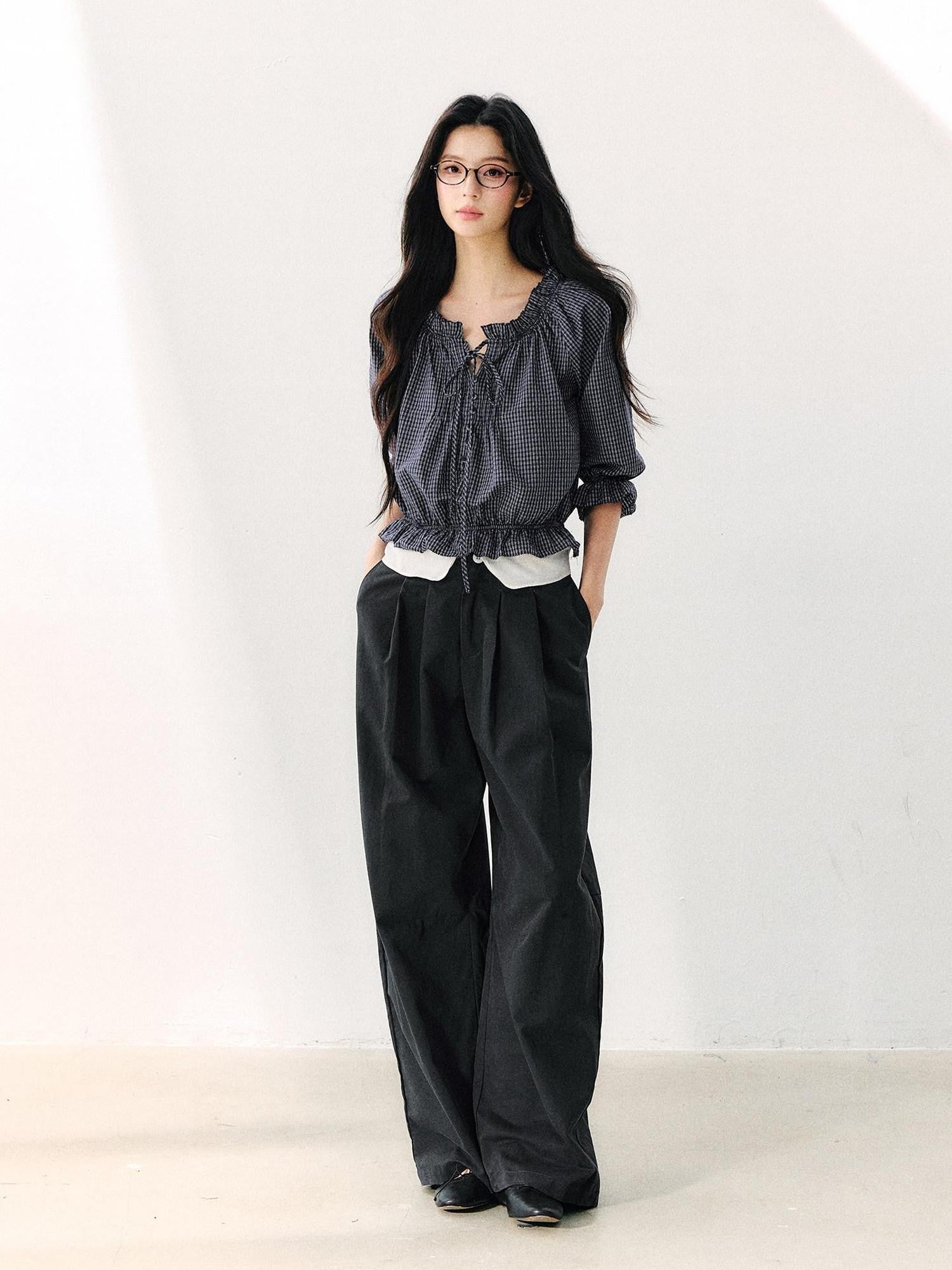 7Shiftin High Waist Zipper Straight Leg Casual Women&