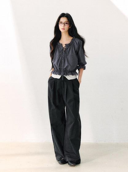 7Shiftin High Waist Zipper Straight Leg Casual Women&