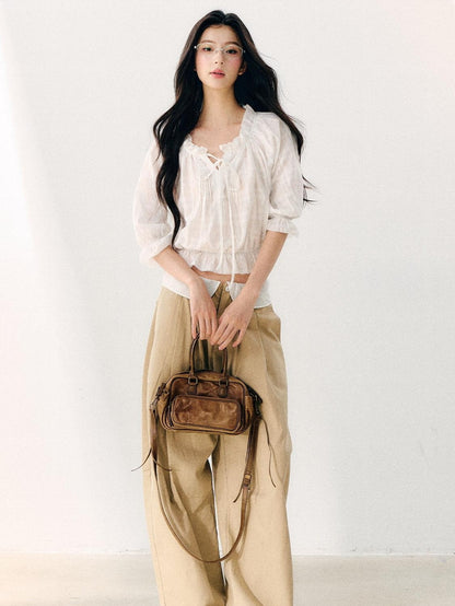 7Shiftin High Waist Zipper Straight Leg Casual Women&