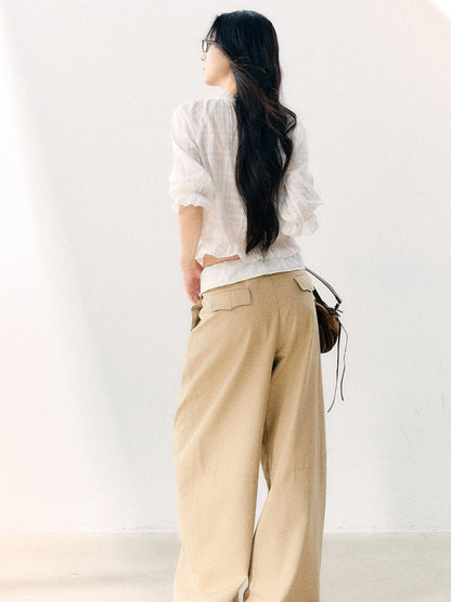 7Shiftin High Waist Zipper Straight Leg Casual Women&