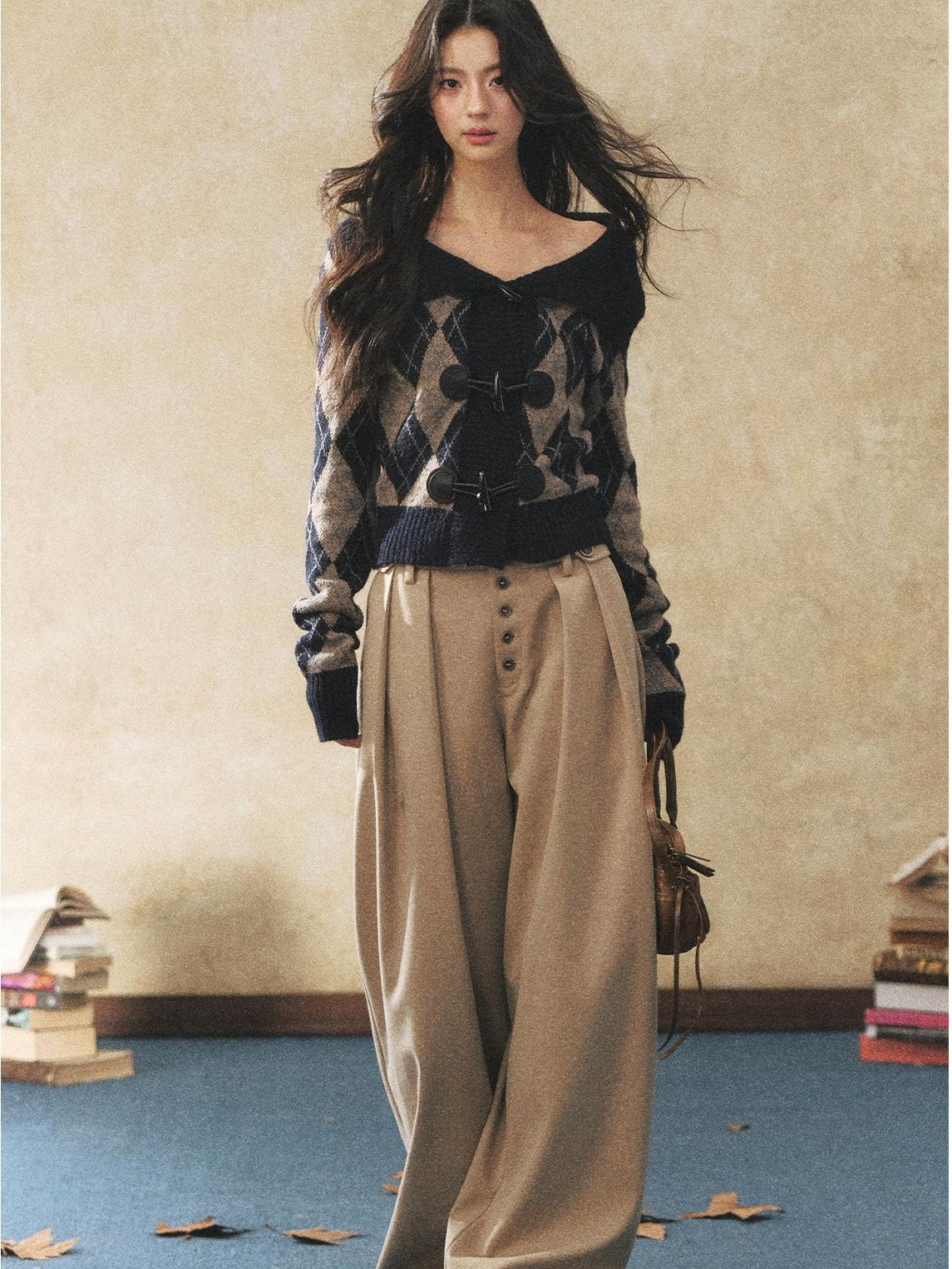 7Shiftin Khaki Drapey Button Natural Waist Casual Women&
