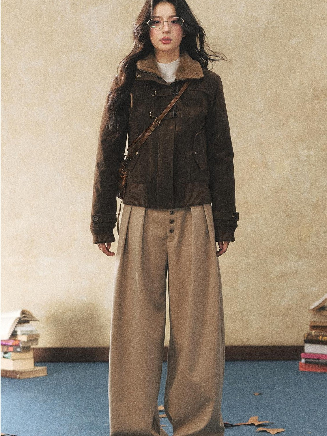 7Shiftin Khaki Drapey Button Natural Waist Casual Women&