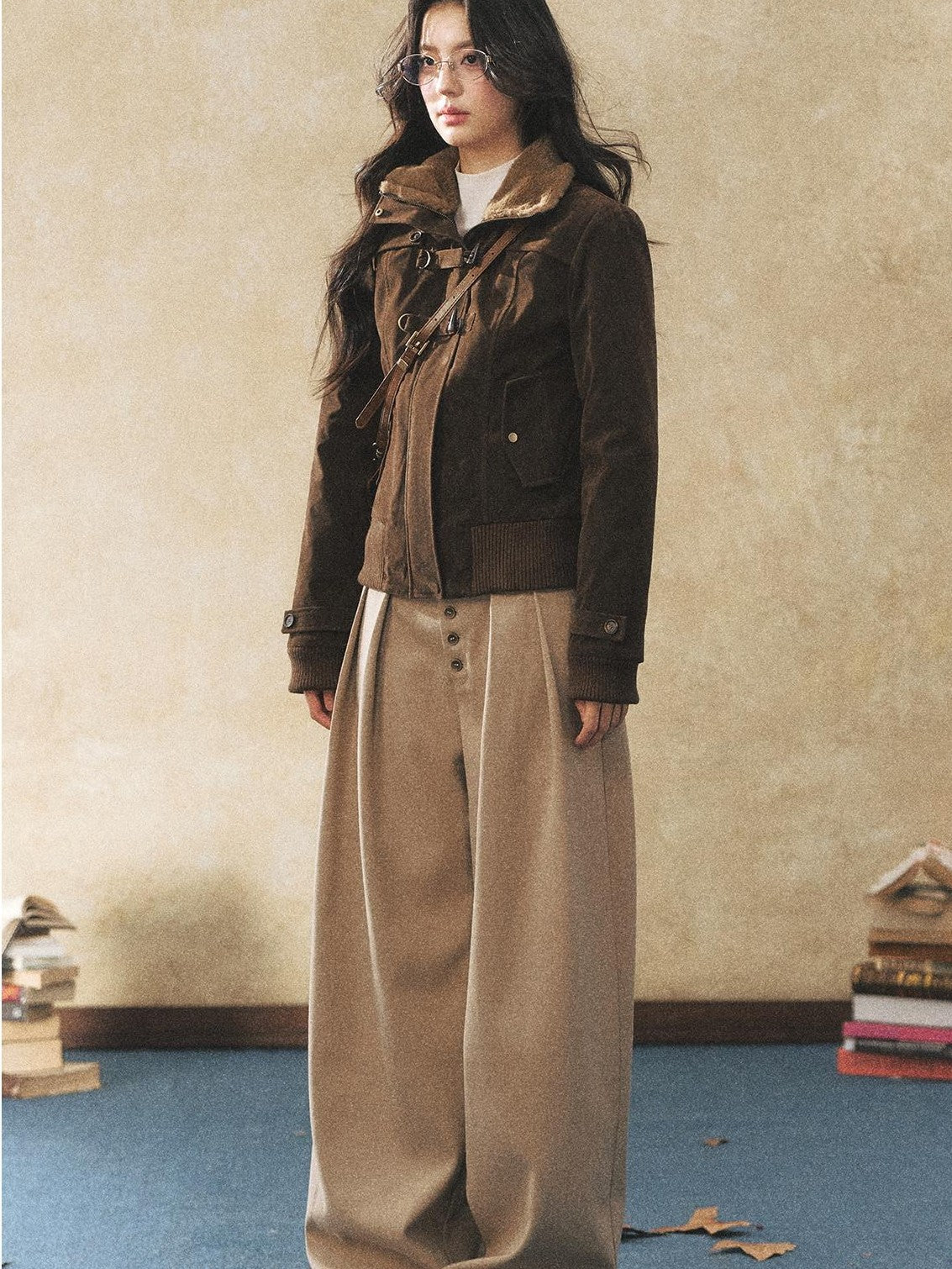 7Shiftin Khaki Drapey Button Natural Waist Casual Women&