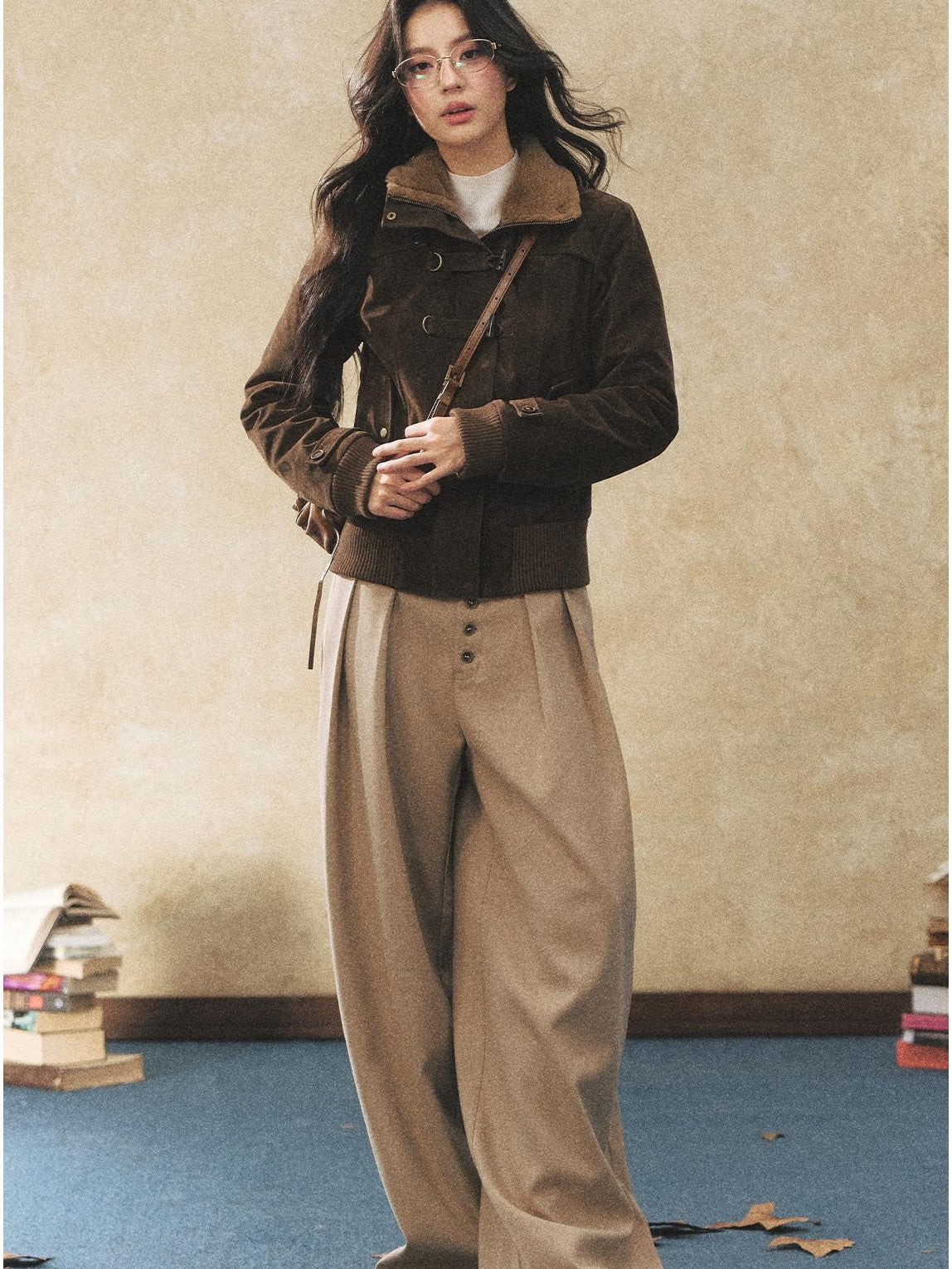 7Shiftin Khaki Drapey Button Natural Waist Casual Women&
