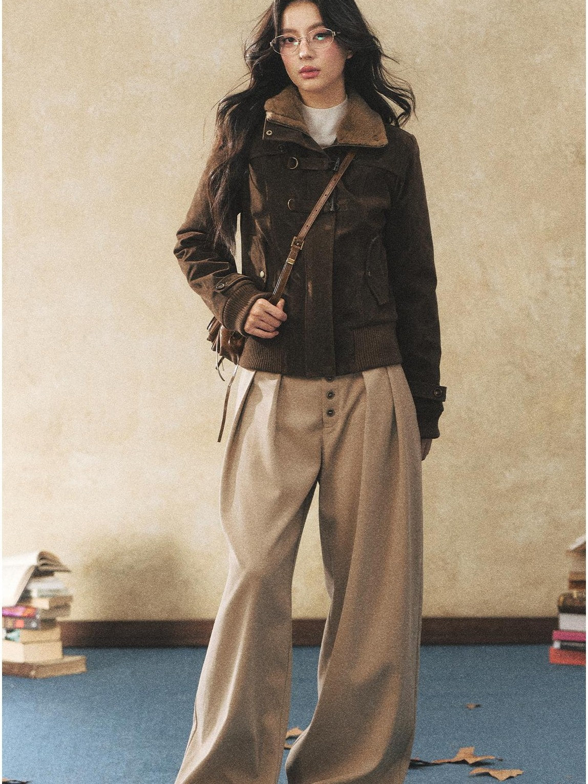 7Shiftin Khaki Drapey Button Natural Waist Casual Women&