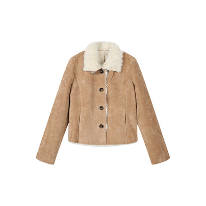 7Shiftin_Khaki_Slim_Fit_Short_Plush_Shearling_Women&