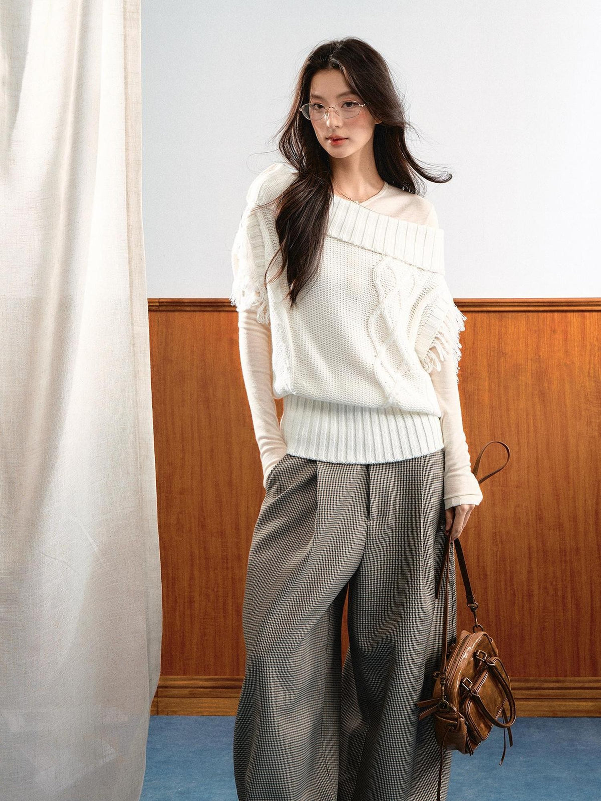 7Shiftin Korean Asymmetric Slanted Shoulder Waist Cinch Women&