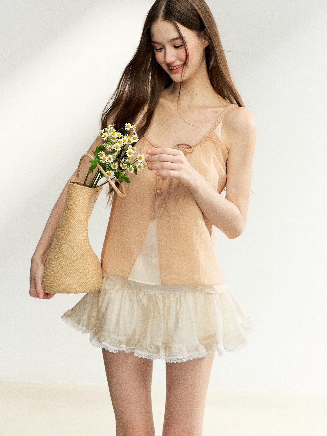 7Shiftin Layered Two Piece Tie Bow Sheer Cardigan Women&