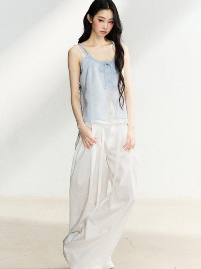7Shiftin Layered Two Piece Tie Bow Sheer Cardigan Women&