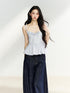 7Shiftin Light Blue Ruffle Bow Lace Cinched Waist Women&