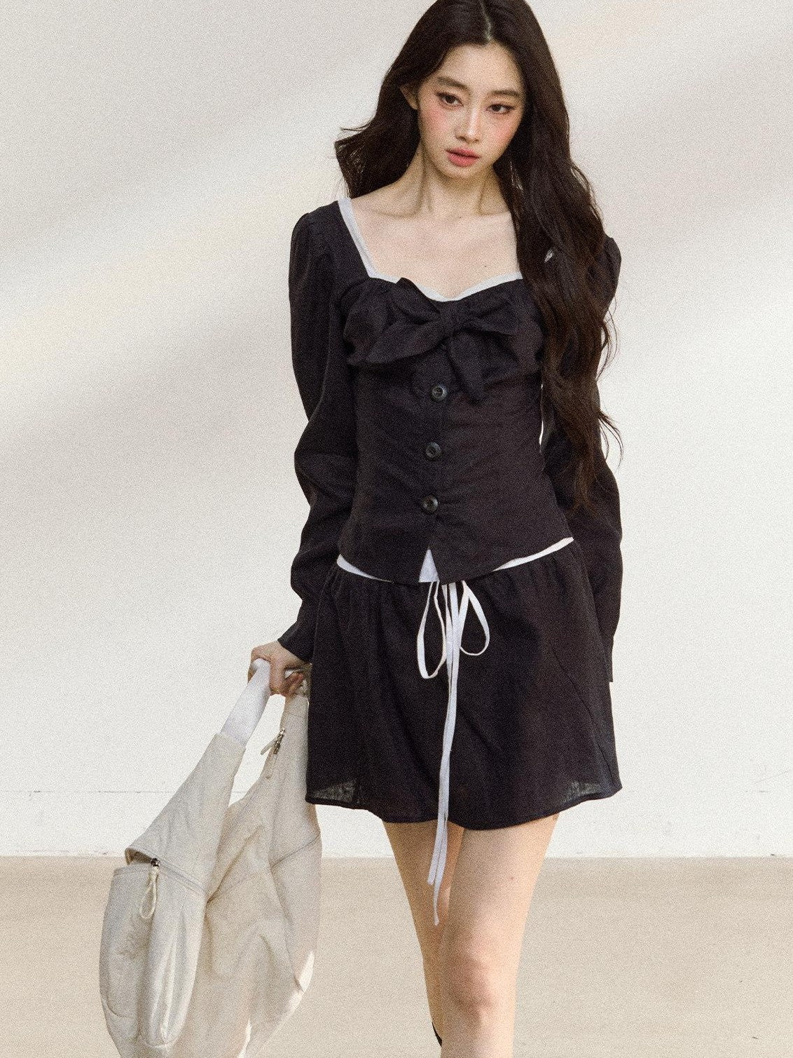 7Shiftin Long Sleeve Cinched Waist Casual Women&