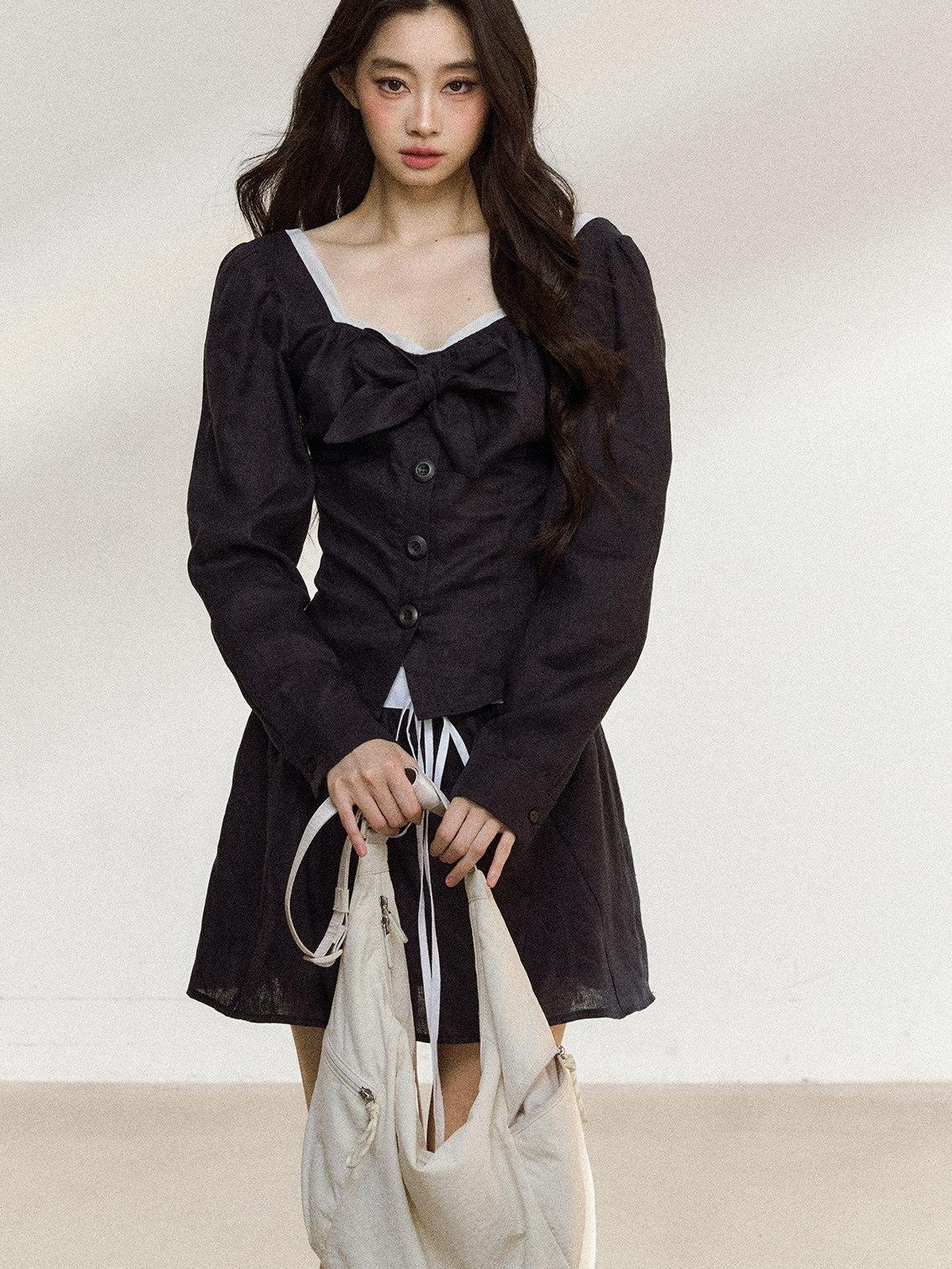 7Shiftin Long Sleeve Cinched Waist Casual Women&