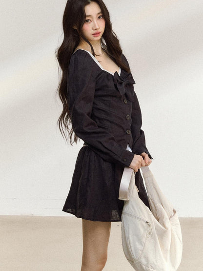 7Shiftin Long Sleeve Cinched Waist Casual Women&