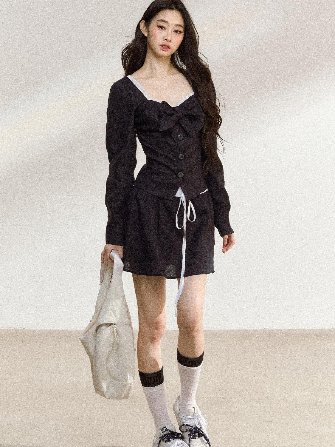 7Shiftin Long Sleeve Cinched Waist Casual Women&