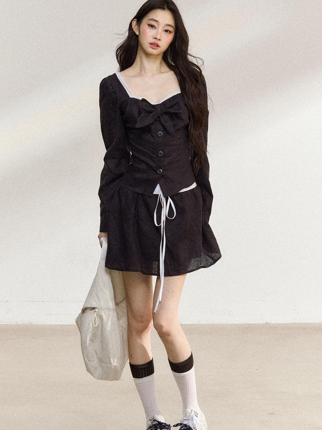 7Shiftin Long Sleeve Cinched Waist Casual Women&